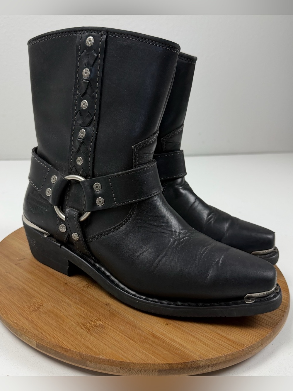 Harley-Davidson Black Leather Harness Moto Boots - Women's